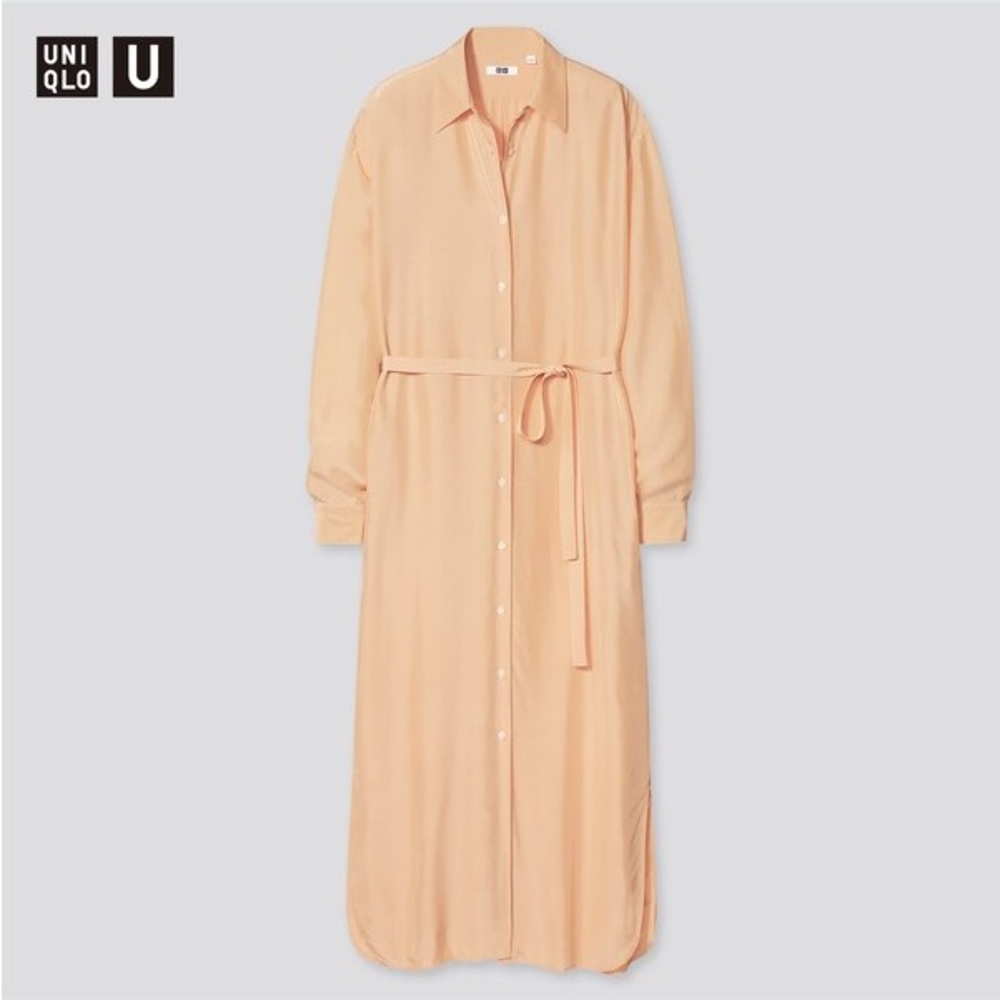 Uniqlo U Apricot Button Up Shirt Dress